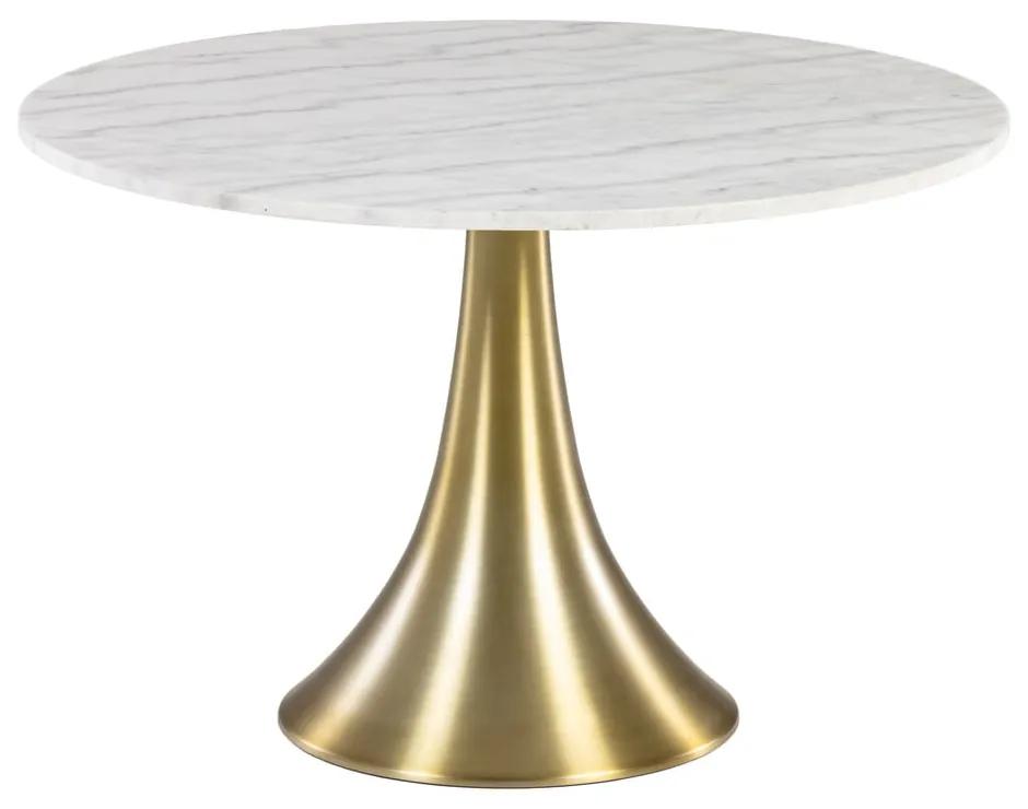 Fehér kerek étkezőasztal márvány asztallappal, ø 120 cm - La Forma