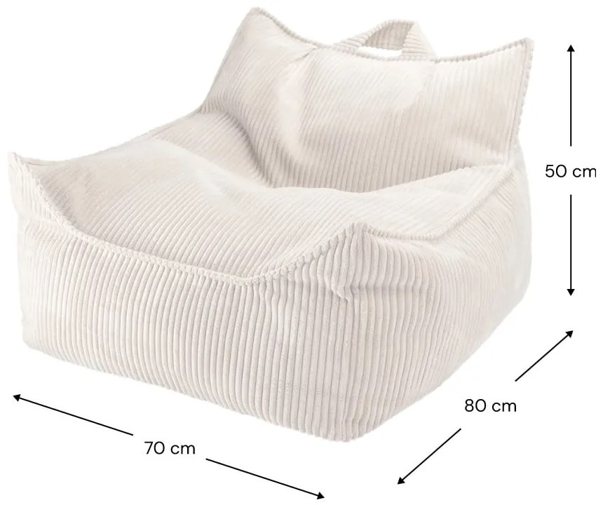 Krémszínű kordbársony gyerek babzsákfotel Chair – Wigiwama
