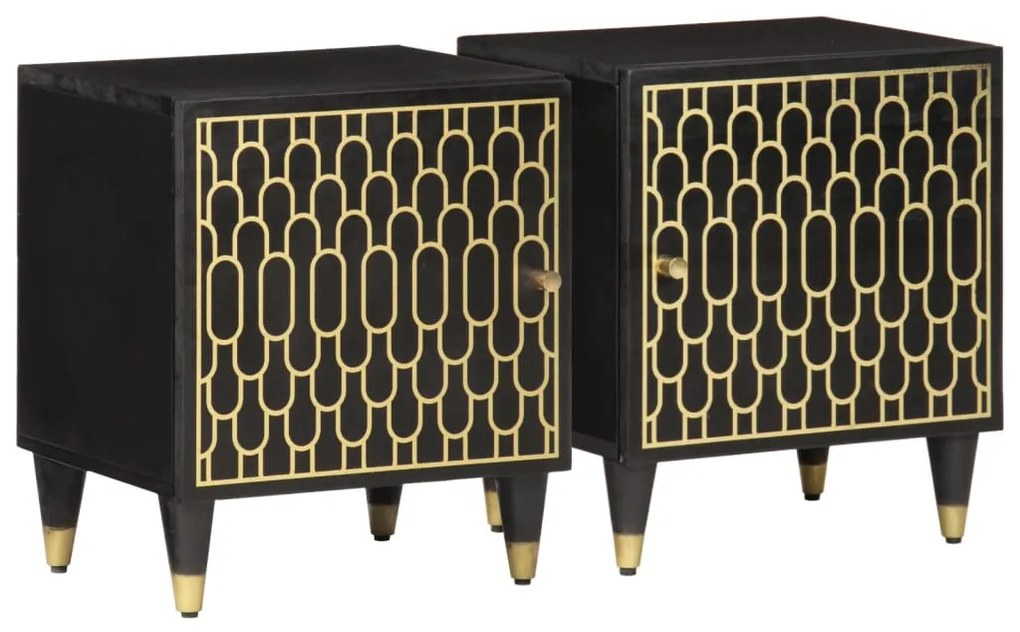 2 db tömör mangófa éjjeliszekrény 40 x 33 x 46 cm