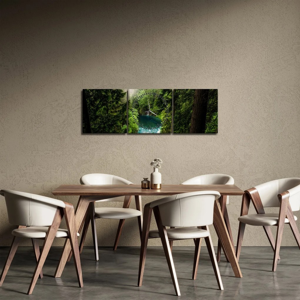 Kép - kilátás a fák között (órával) (90x30 cm)