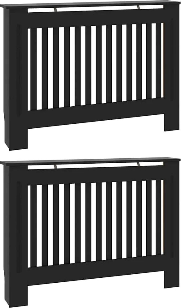 vidaXL Radiátor fedezék 2 pcs Fekete 112 x 19 x 81,5cm Faanyag