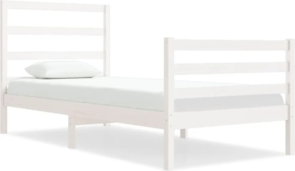 vidaXL Single fehér tömör fenyőfa ágykeret 90 x 190 cm