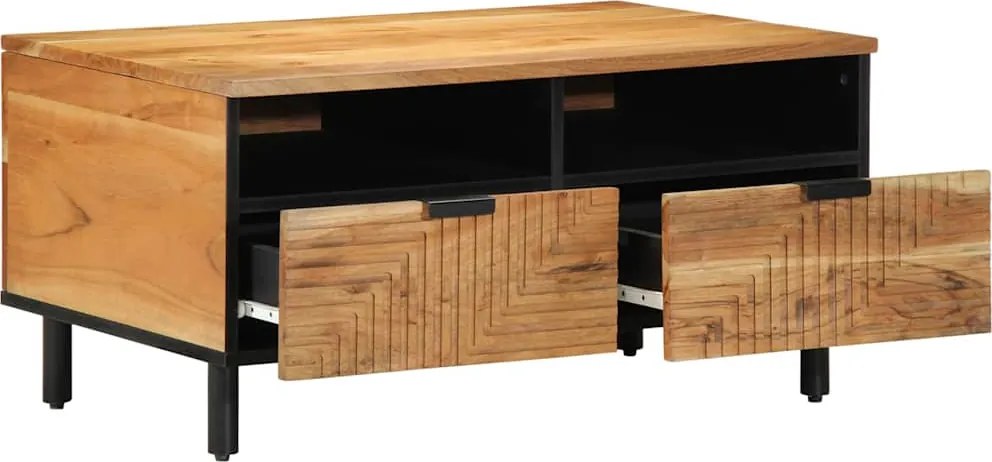 vidaXL Dohányzóasztal fiókkal Barna 80 x 54 x 40 cm Tömör akácfa