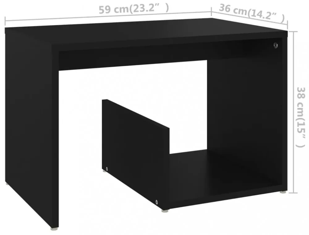 fekete forgácslap kisasztal 59 x 36 x 38 cm