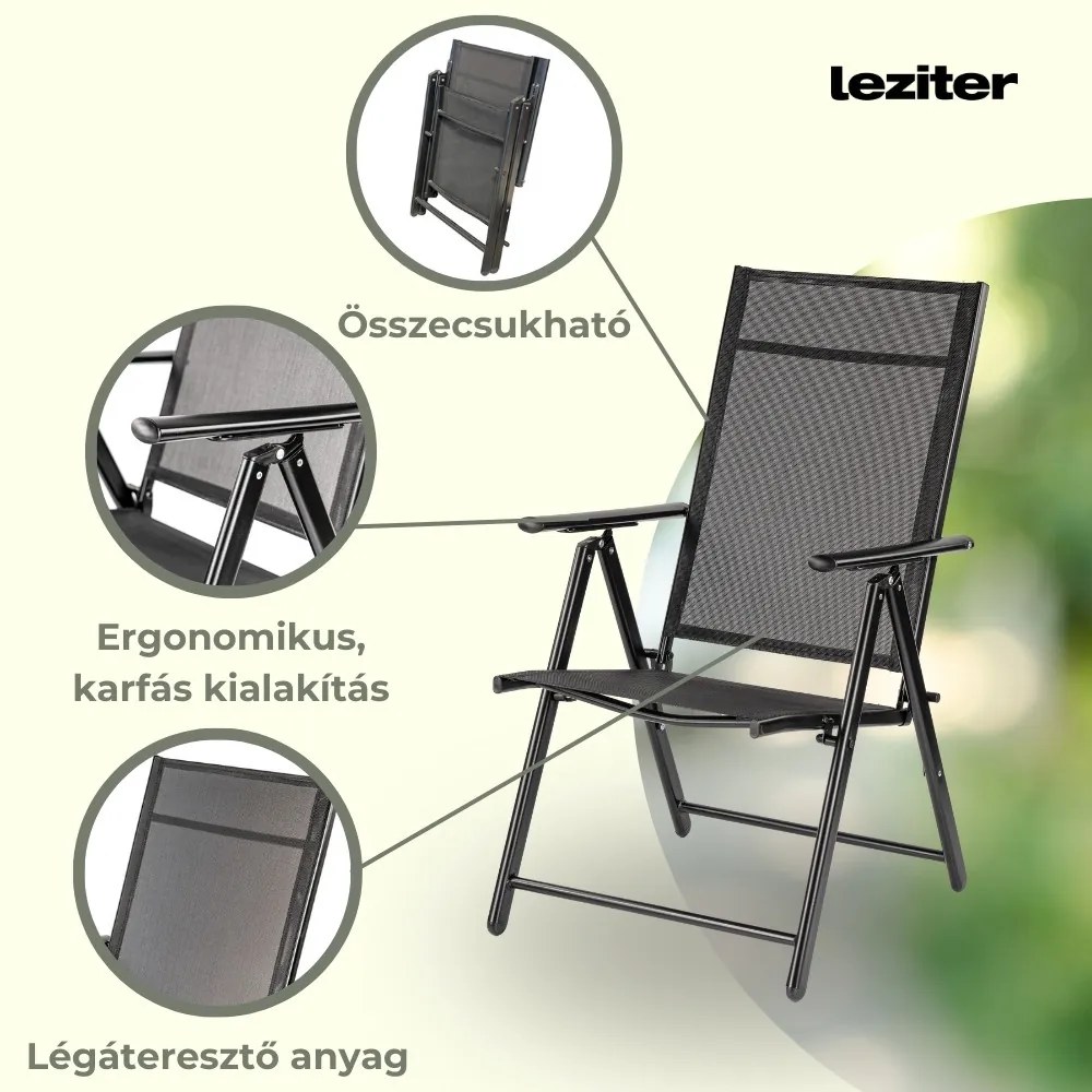 Lugo összecsukható fémvázas kerti szék fekete