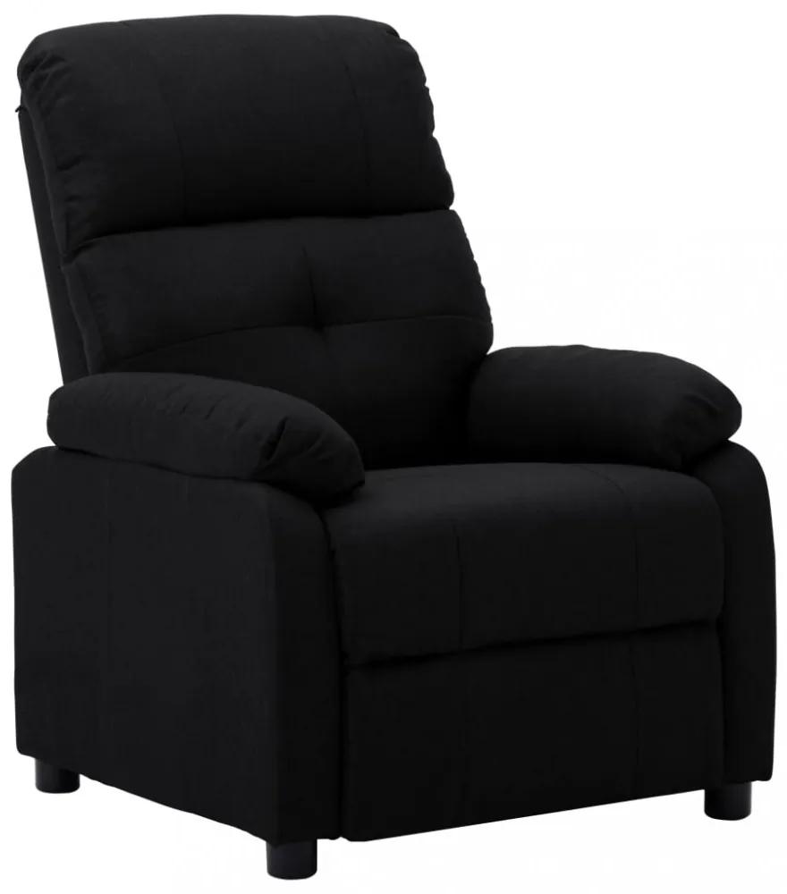 Fekete szövetkárpitozású dönthető fotel