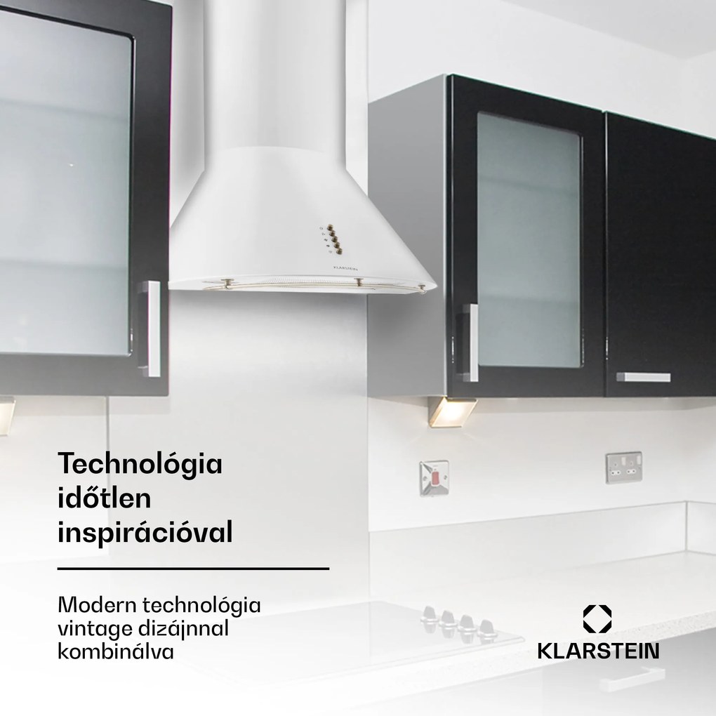 Klarstein Lumio Primo, retro kéményes páraelszívó, 60 cm, 430 m³/ó, fehér