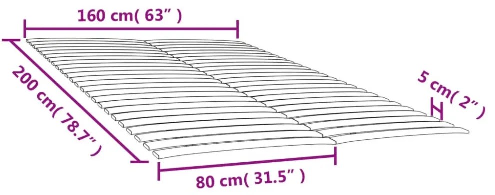 ágyrács-pótlók 48 léccel, 2 db, 80 x 200 cm