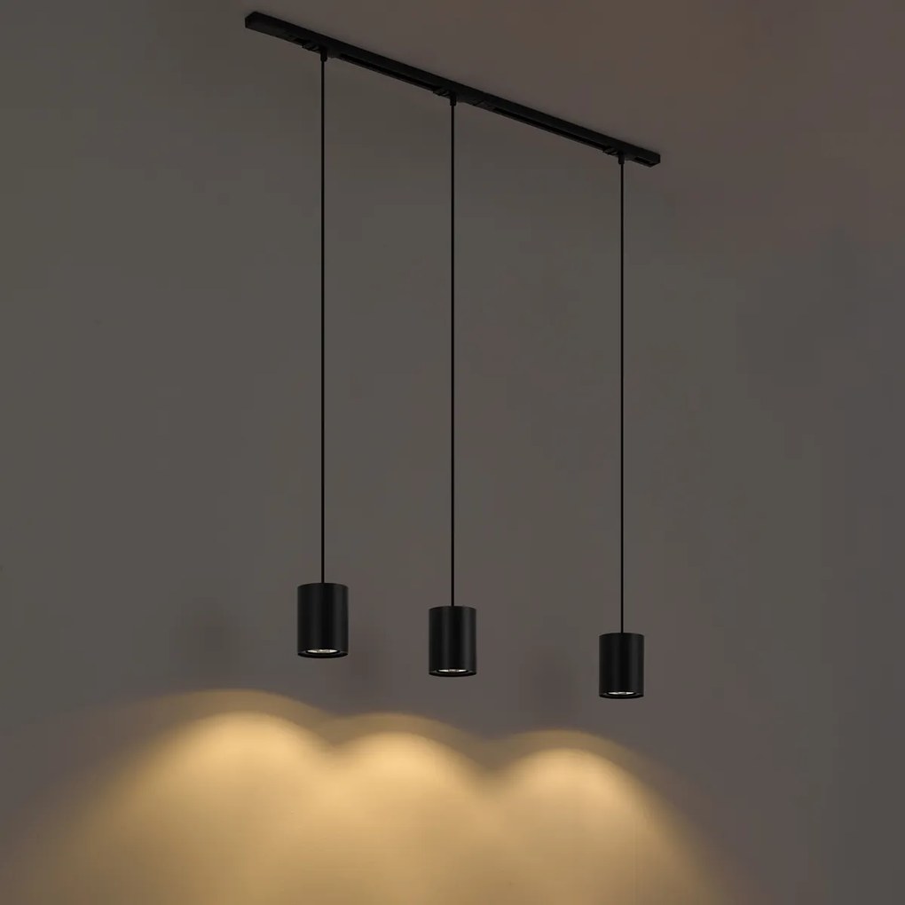 Modern sínrendszer 3 függőlámpával fekete 1 fázisú - Iconic Holt