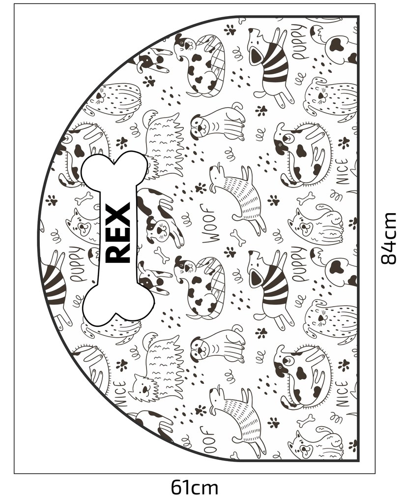 PIPPER. Védő textil falmatrica – Ív – Vidám kutyák Méret: 83x60cm, Indíték: névvel