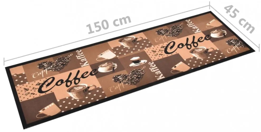barna kávémintás mosható konyhai szőnyeg 45 x 150 cm