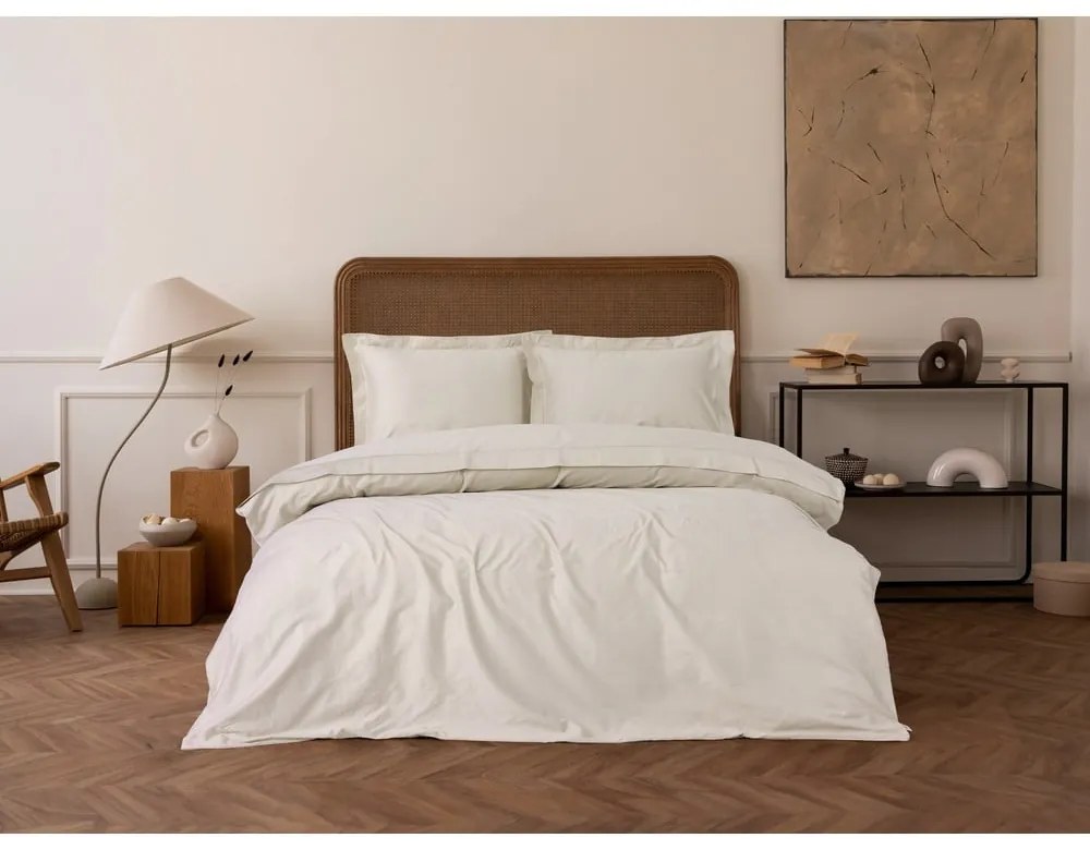 Bézs kétszemélyes hosszabbított pamut-szatén ágyneműhuzat 240x220 cm Elegant – Mijolnir