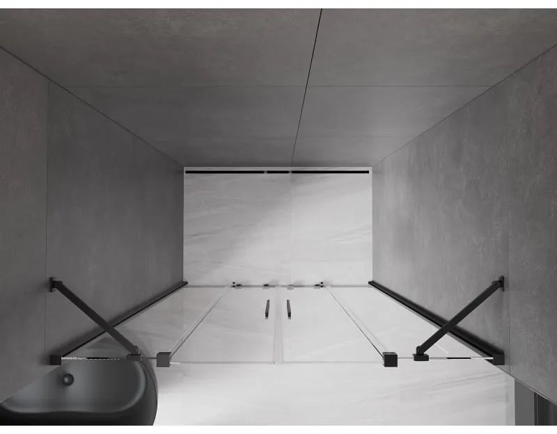 Mexen Velar Duo, nyitható tolóajtó 150x200 cm, 8mm átlátszó üveg, fekete matt, 871-150-000-02-70