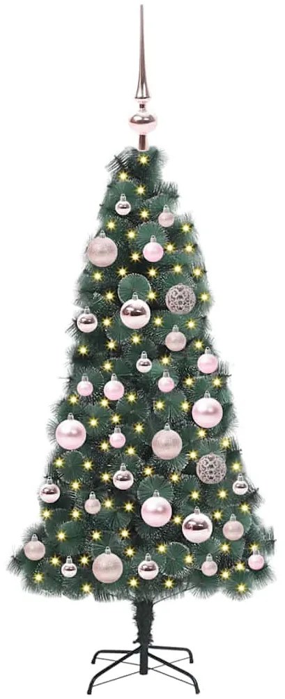 Műfenyő előre világítva gömbkészlettel Zöld 120 cm PET