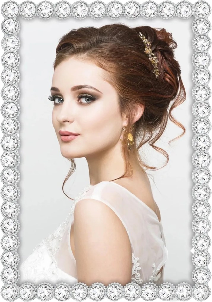 Képkeret 13x18 ezüst cirkóniákkal luxus esküvői ajándék