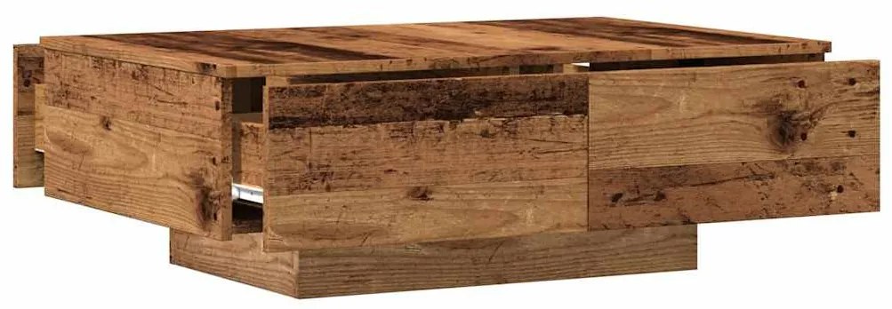 antik fa színű szerelt fa dohányzóasztal 90 x 60 x 31 cm