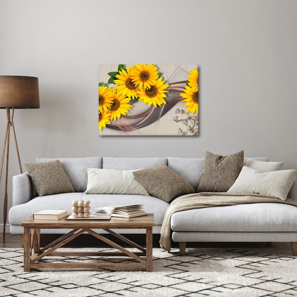Kép - Ragyogó napraforgó virágok (70x50 cm)