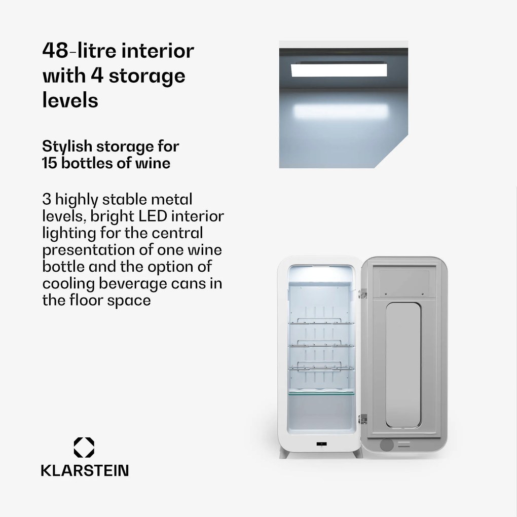 Klarstein Shirley 15 Uno. borhűtő, 15 palack, 5 - 20 °C, érintésvezérlés, retró