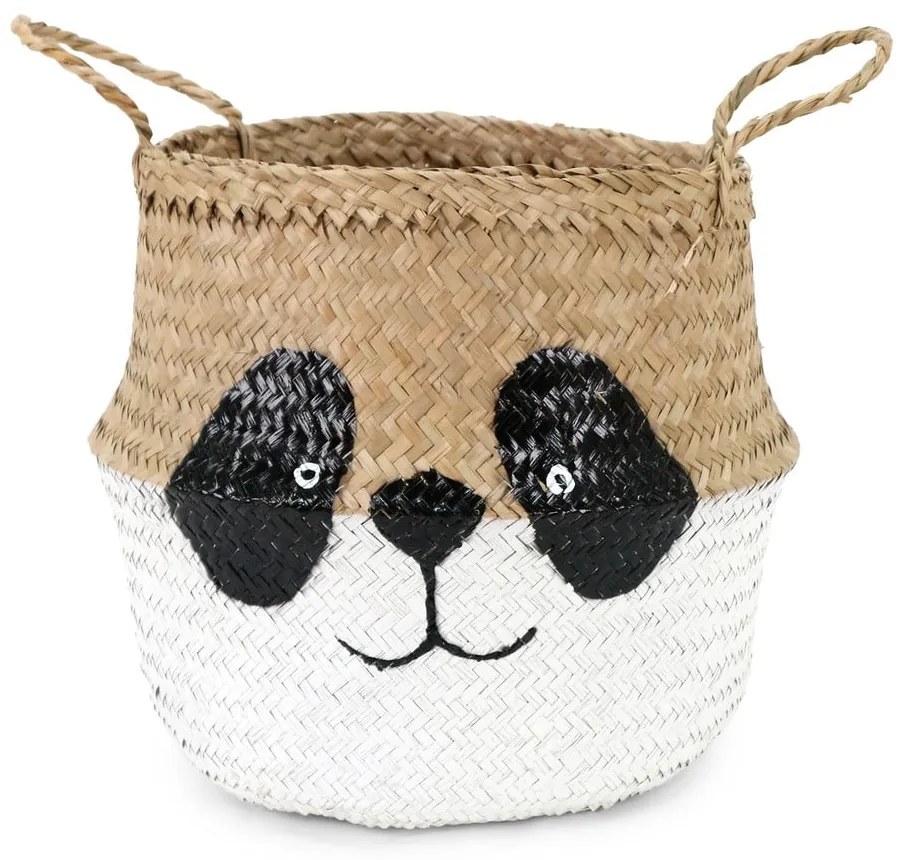 Fehér-natúr színű tengerifű játéktároló kosár ø 25x24 cm Panda – Compactor