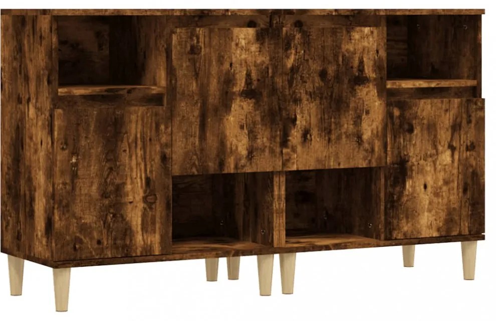 2 db füstös tölgy színű szerelt fa tálalószekrény 60x35x70 cm