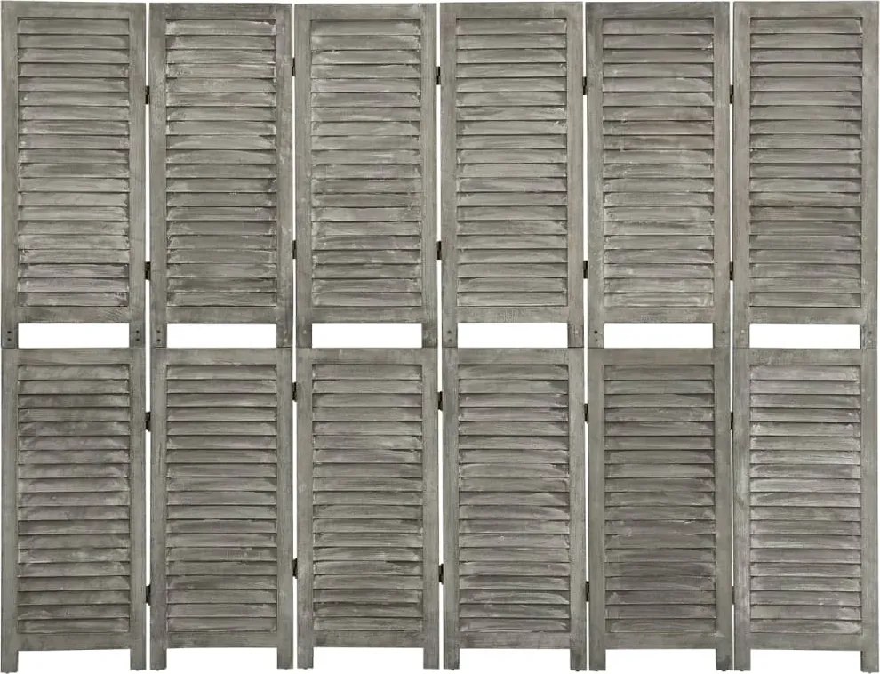 vidaXL szürke 6 paneles tömör faparaván 214 x 166 cm