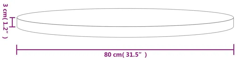 fehér tömör fenyőfa kerek asztallap Ø80 x 3 cm