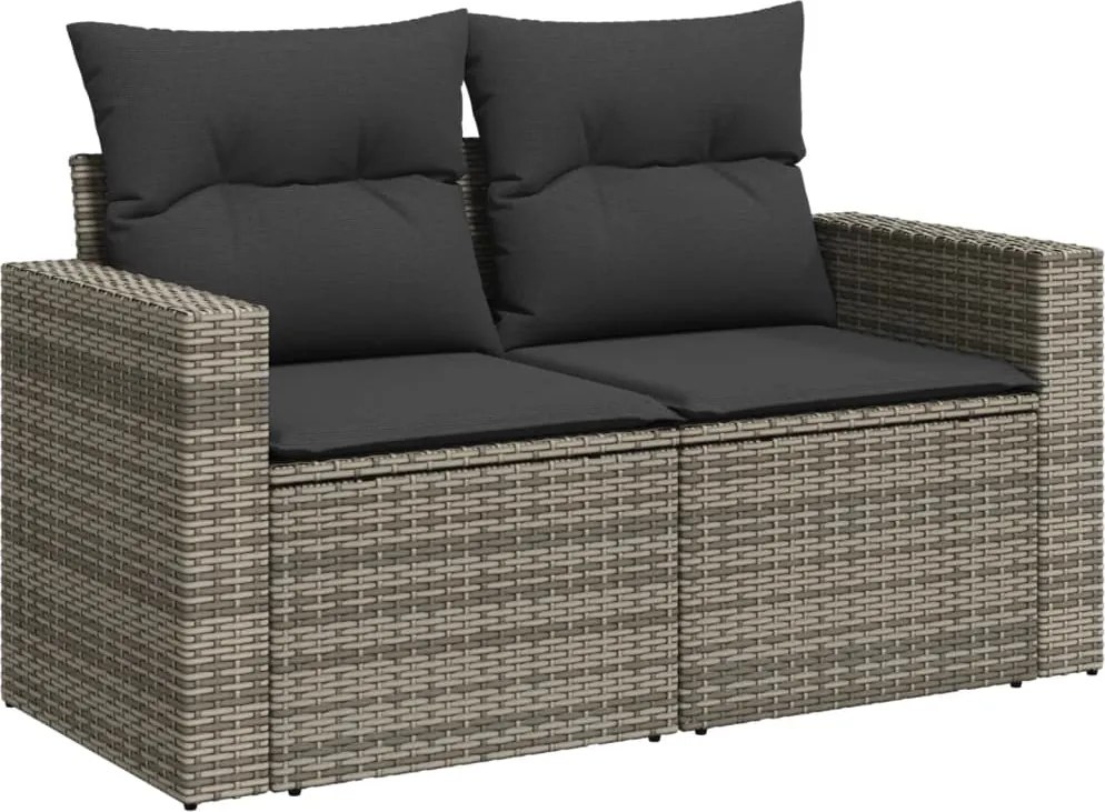 vidaXL 2 személyes szürke polyrattan kerti kanapé párnával