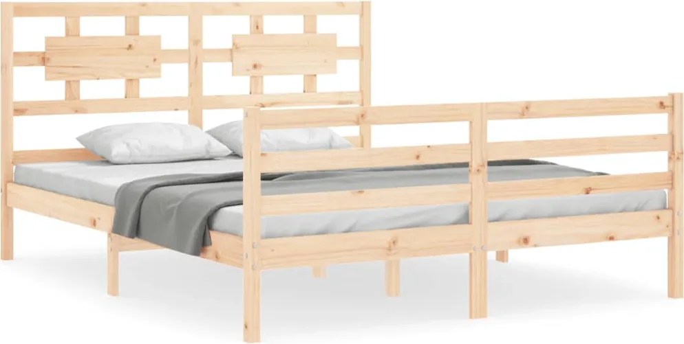 vidaXL tömör fa ágykeret fejtámlával King Size