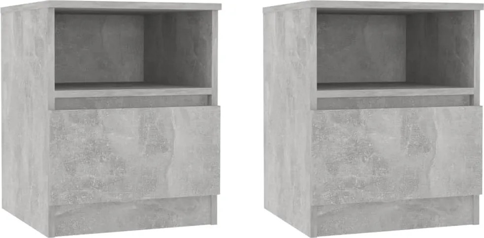 vidaXL 2 db betonszürke szerelt fa éjjeliszekrény 40 x 40 x 50 cm