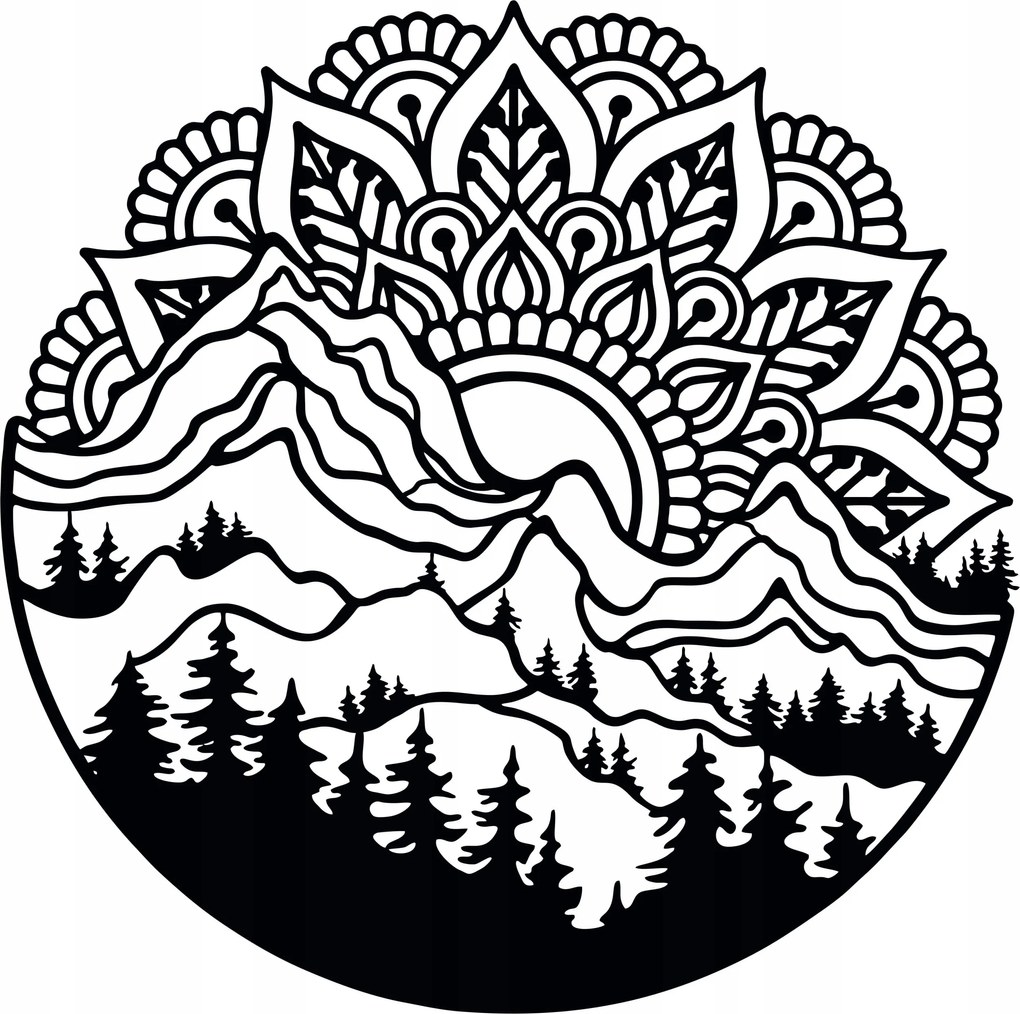 Fali dekoráció Hegyek Mandala 60cm áttört panel