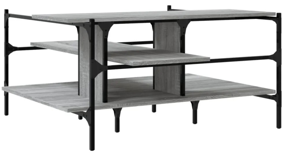 szürke sonoma szerelt fa dohányzóasztal 100x100x48,5 cm