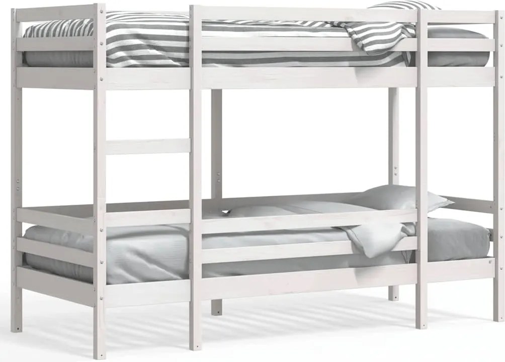 vidaXL fehér tömör fenyőfa emeletes ágy 75x190 cm