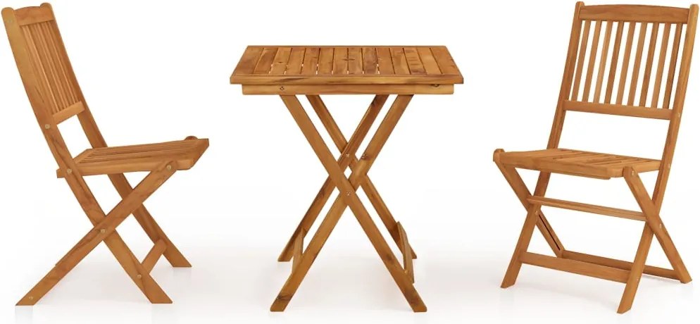 vidaXL 3 részes összecsukható tömör akácfa kerti étkezőszett