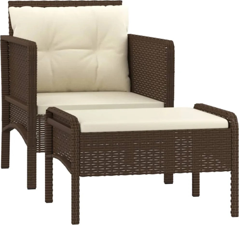 vidaXL 2 részes barna polyrattan kerti ülőgarnitúra párnákkal