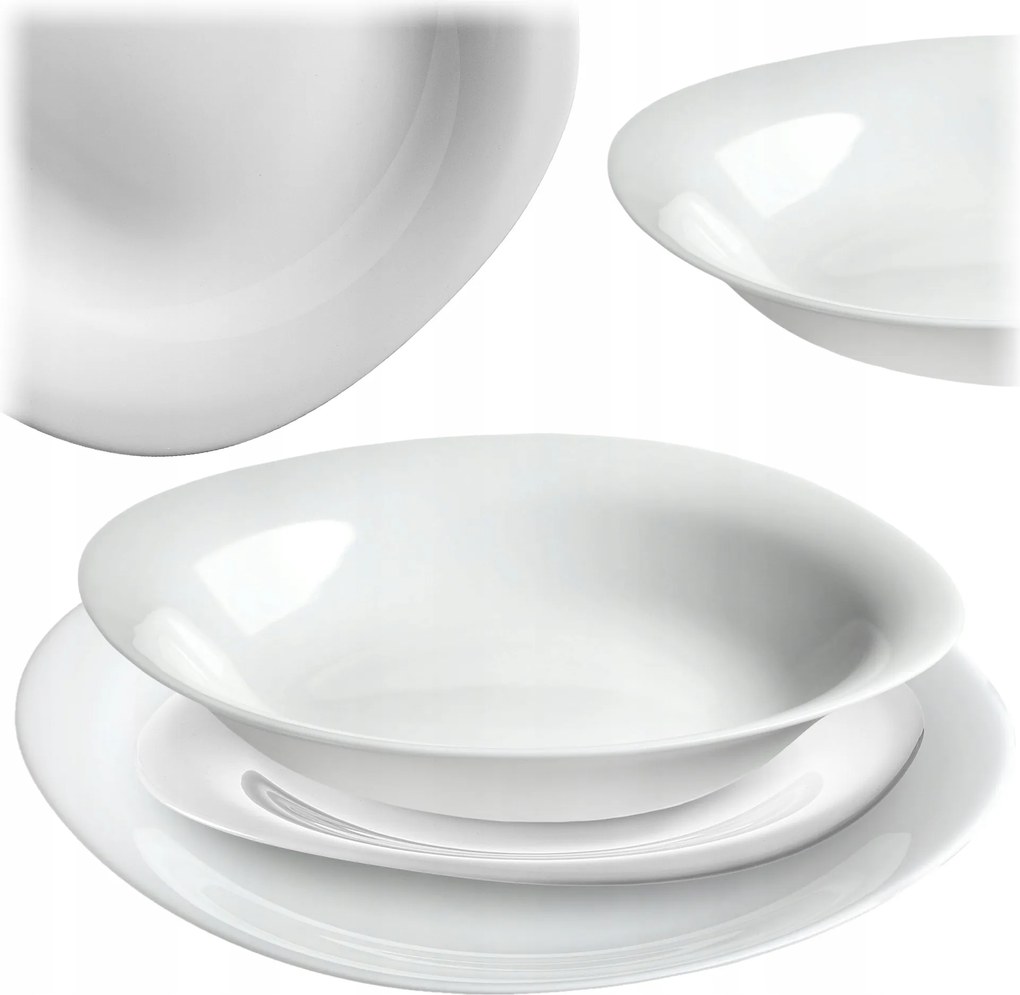 Étkezőgarnitúra Tányér Szett Tányér Étkészlet Fehér 3 db-os