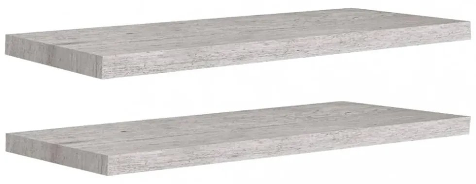 2 db betonszürke MDF lebegő fali polc 80 x 23,5 x 3,8 cm