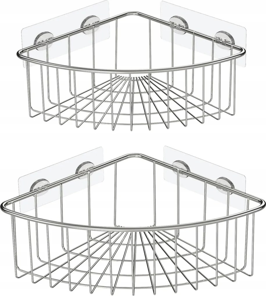 Sarok Zuhany Polc Fúrás Nélkül 2db-os Szett Ezüst Heeta