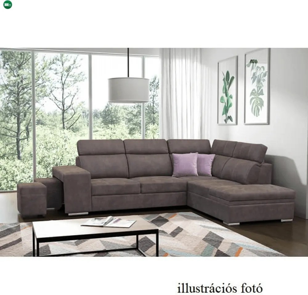 Ülőgarnitúra, szövet barna/világoslila, jobbos, LANZA