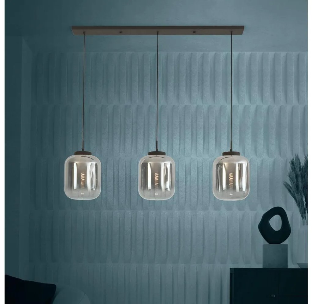 Eglo 390104 - Csillár zsinóron BULCIAGO 3xE27/40W/230V füstös