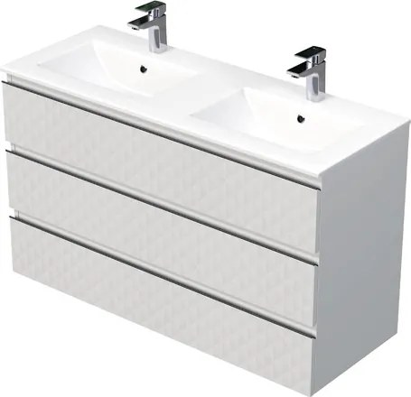 SAT Cube Way Fürdőszobaszekrény mosdóval 120x71x46 cm fehér matt CUBE3D1203ZBMOD