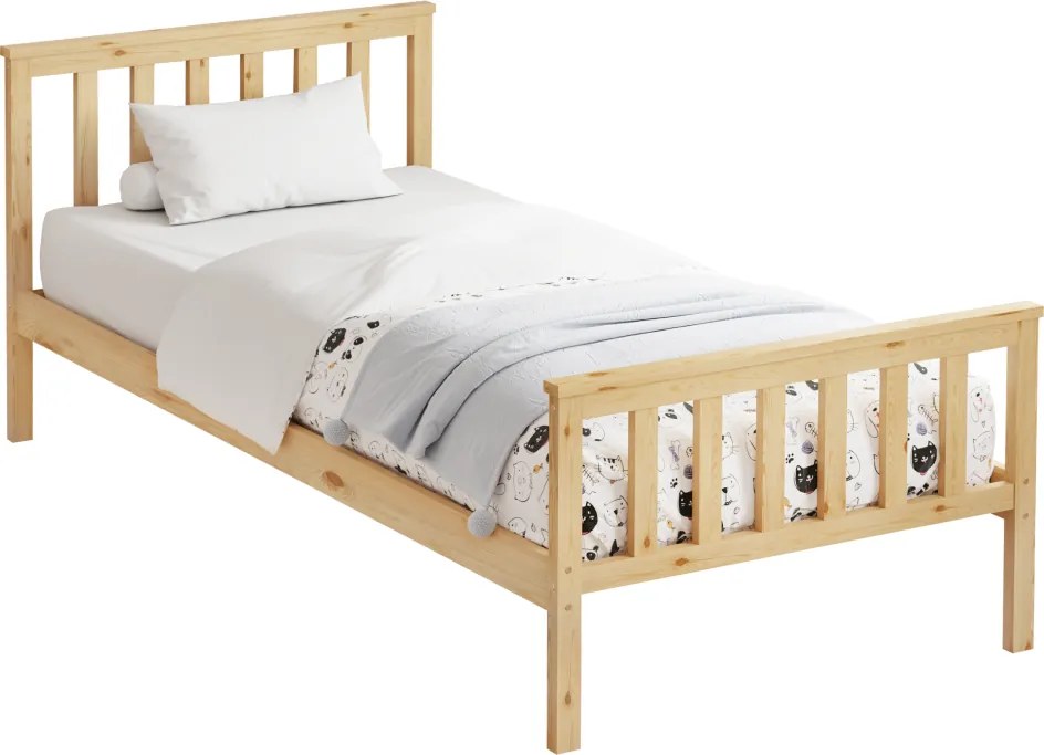 Ágy ágyráccsal, természetes, 90x200, ANATRA