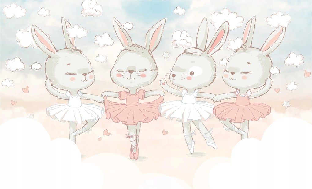 Fotótapéta Nyuszi Balettcipő Rózsaszín Pasztell Gyerek 350x250 +ragasztó