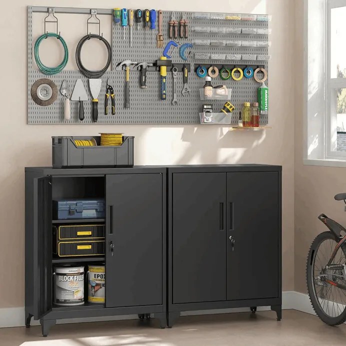 Komoda 80x40x90cm, kov, černá, AUS-E1113 BK