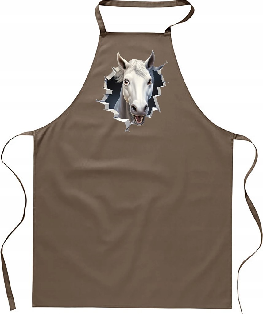 Konyhai Kötény pamut bézs lyuk Ló ló FA_496_b