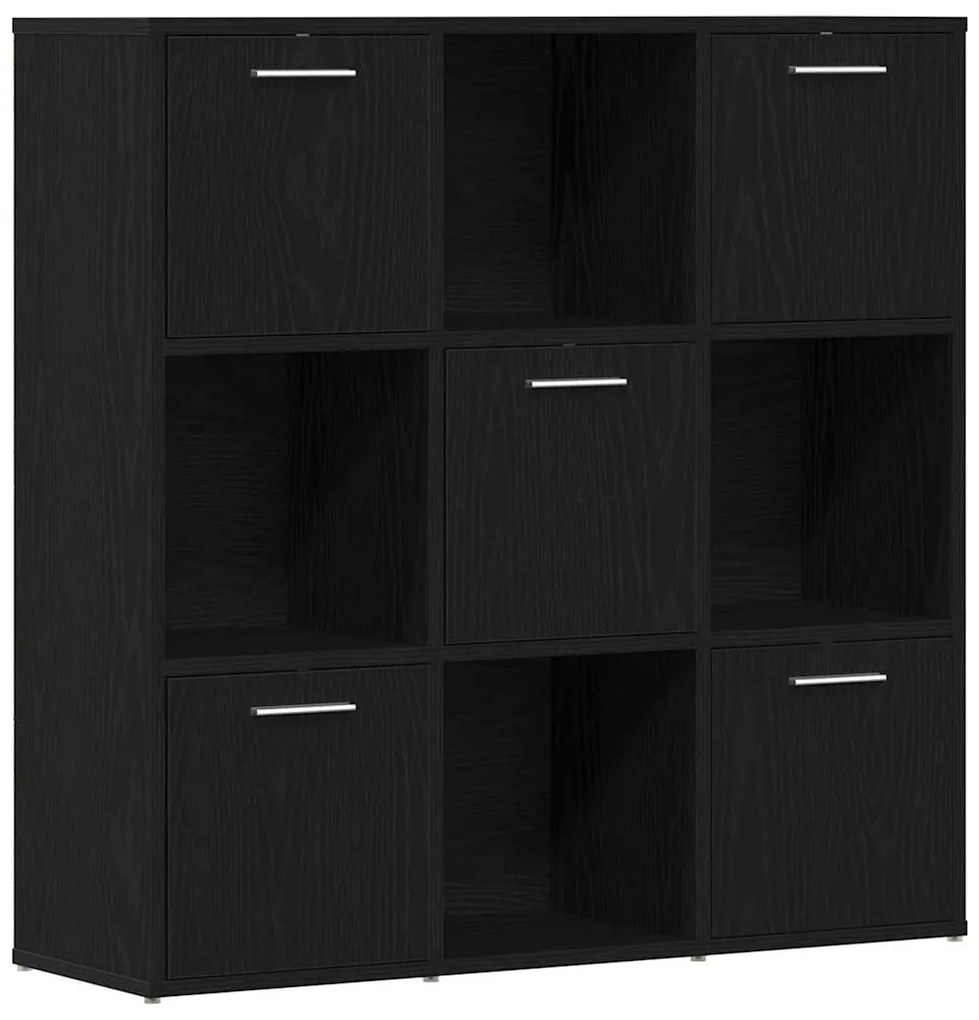 fekete tölgy szerelt fa könyvszekrény 90x28x90 cm