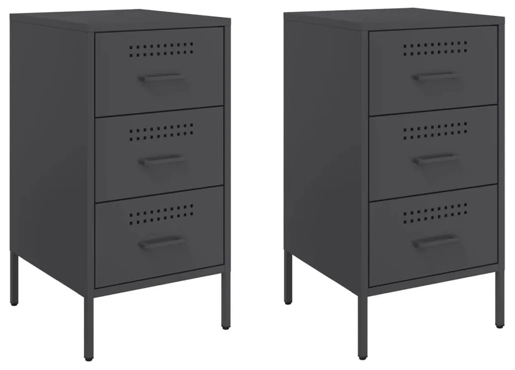 2 db fekete acél éjjeliszekrény 36 x 39 x 68 cm