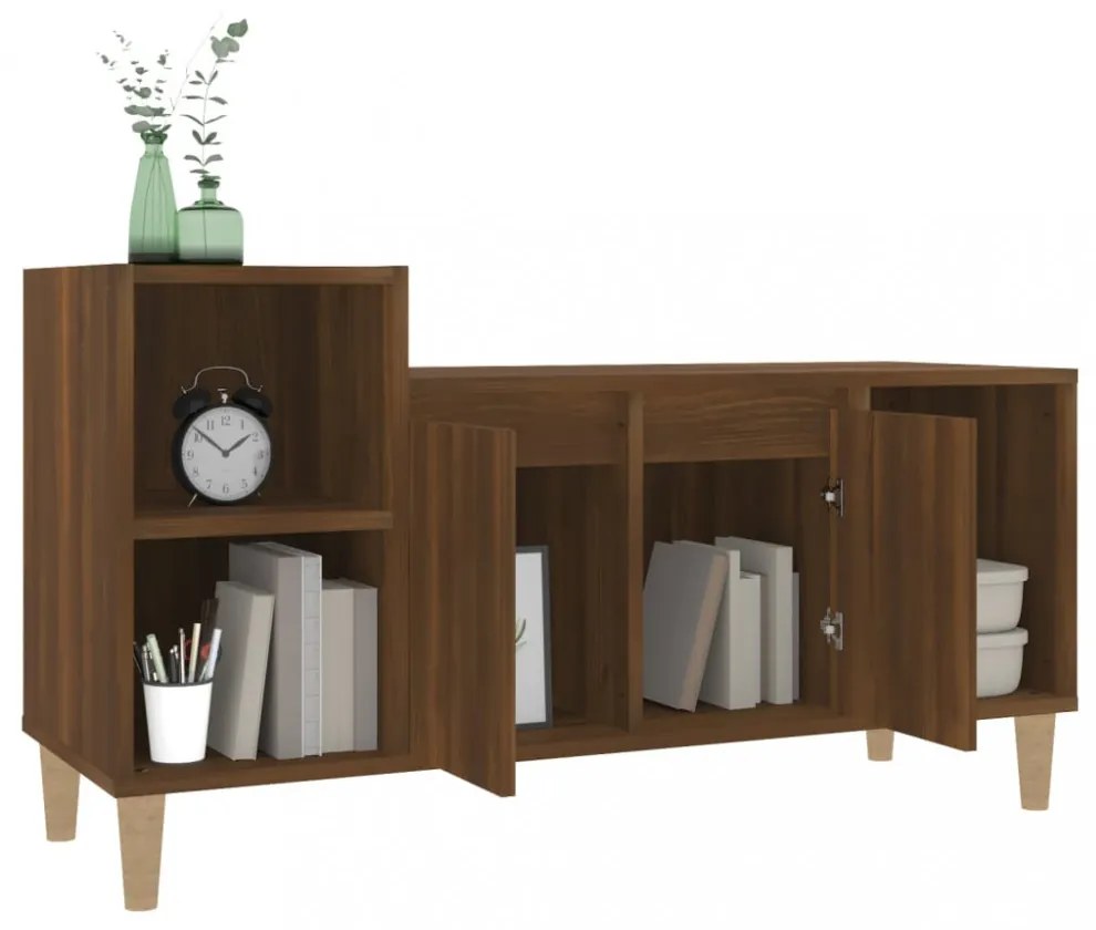 barna tölgyszínű szerelt fa TV-szekrény 100x35x55 cm