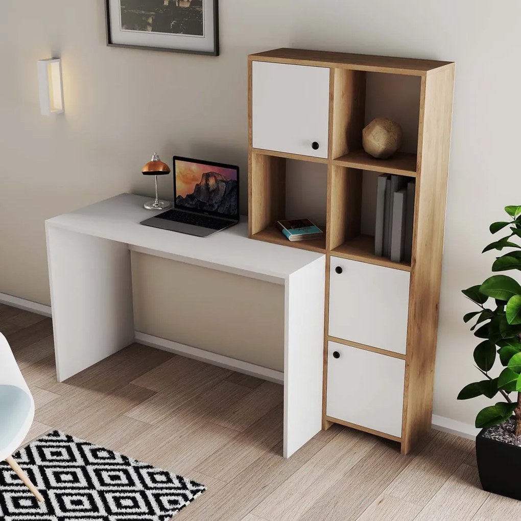 Polcos íróasztal tárolóval 110x78x152cm fehér FUR1238-1