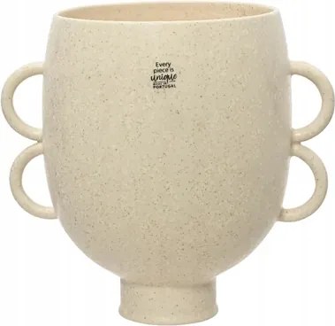 Univerzális váza fülekkel homokszínű dekoratív 28x24x30 cm