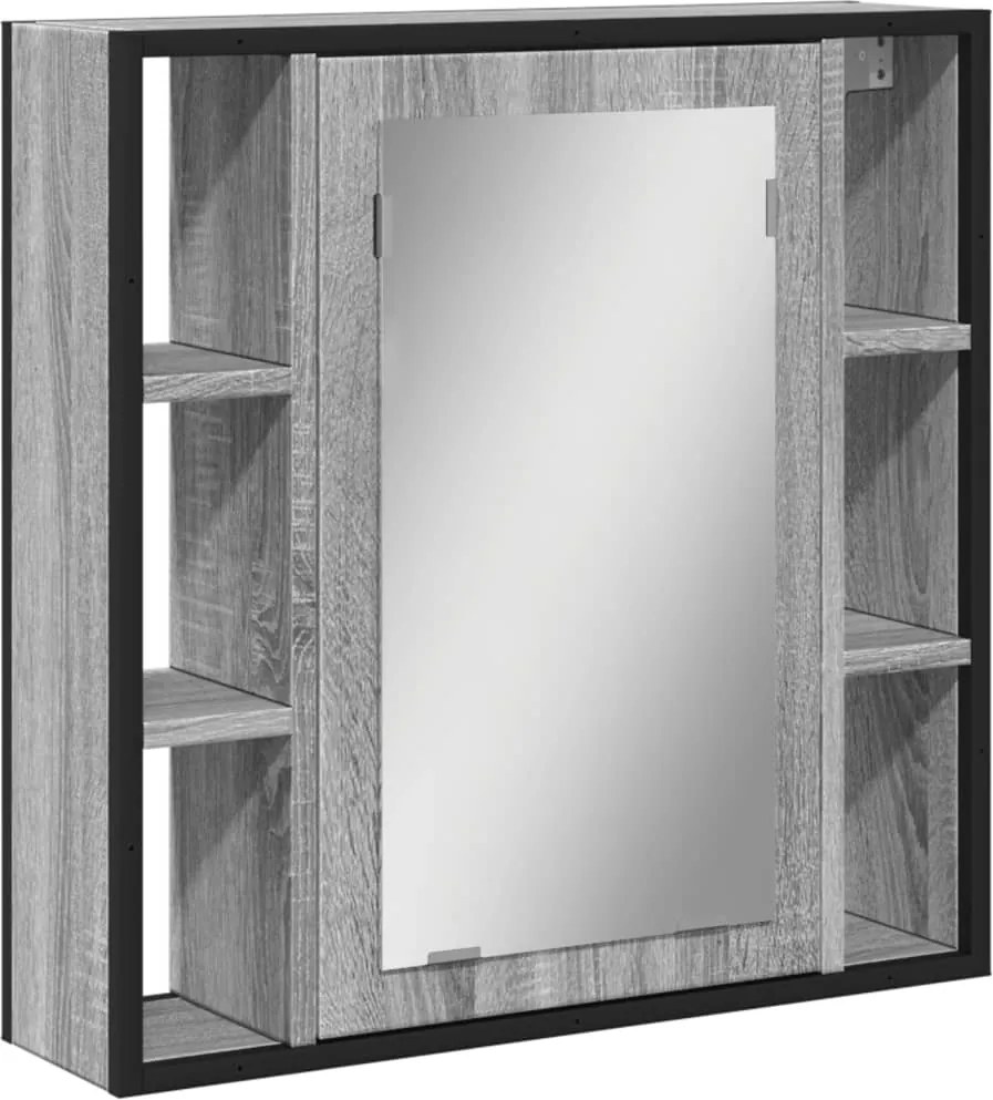 vidaXL szürke sonoma színű szerelt fa tükrös szekrény 60x16x60 cm
